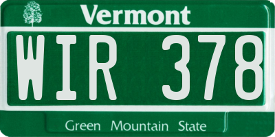 VT license plate WIR378