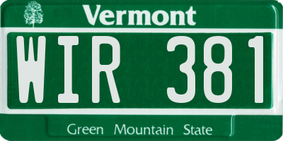 VT license plate WIR381