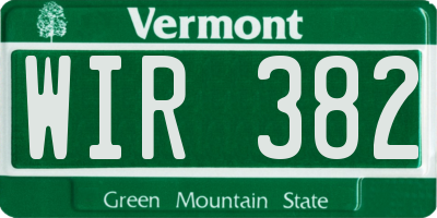 VT license plate WIR382