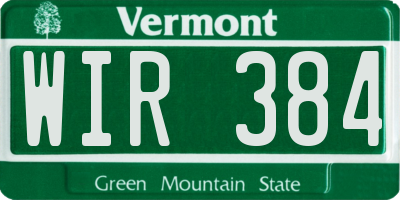 VT license plate WIR384