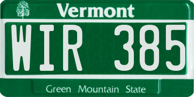 VT license plate WIR385