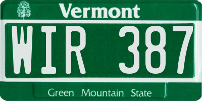 VT license plate WIR387