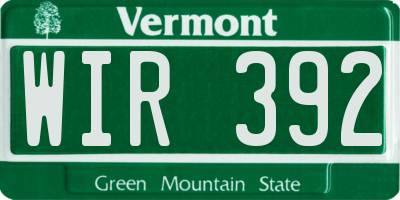 VT license plate WIR392