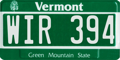 VT license plate WIR394