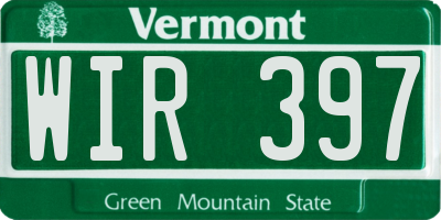 VT license plate WIR397