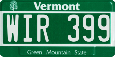 VT license plate WIR399