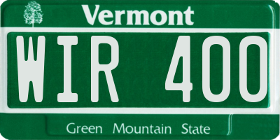 VT license plate WIR400
