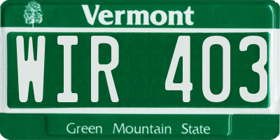 VT license plate WIR403