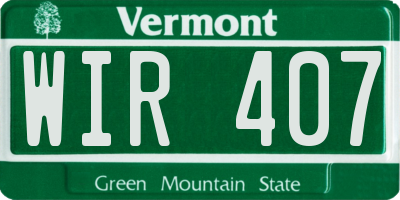 VT license plate WIR407