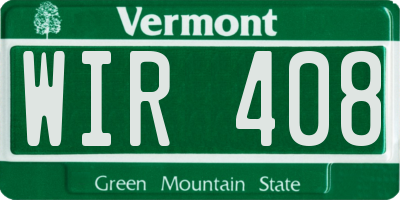 VT license plate WIR408