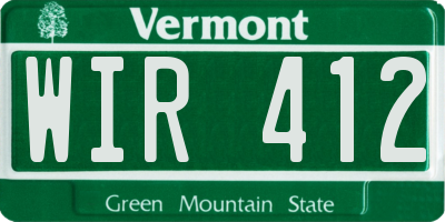 VT license plate WIR412