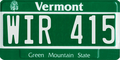 VT license plate WIR415