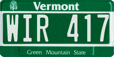 VT license plate WIR417