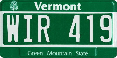 VT license plate WIR419