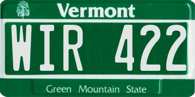 VT license plate WIR422