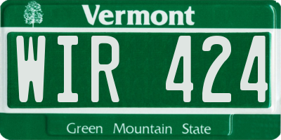 VT license plate WIR424