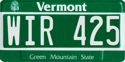 VT license plate WIR425