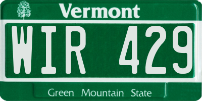 VT license plate WIR429