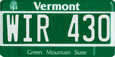 VT license plate WIR430