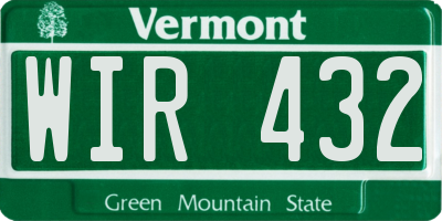 VT license plate WIR432
