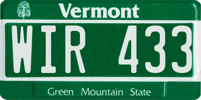VT license plate WIR433