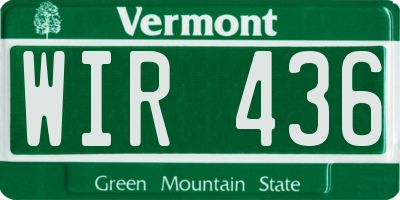 VT license plate WIR436