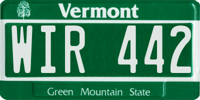 VT license plate WIR442