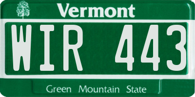 VT license plate WIR443