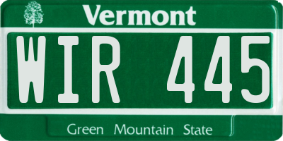 VT license plate WIR445