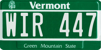 VT license plate WIR447