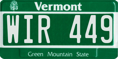VT license plate WIR449