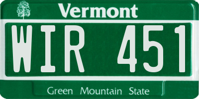 VT license plate WIR451