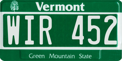 VT license plate WIR452