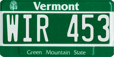 VT license plate WIR453