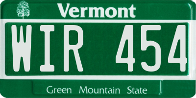VT license plate WIR454