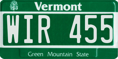 VT license plate WIR455