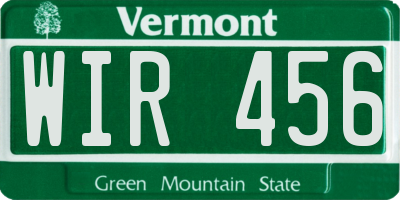 VT license plate WIR456