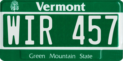 VT license plate WIR457