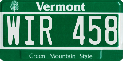 VT license plate WIR458