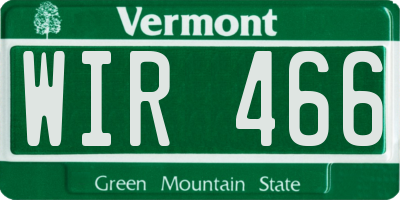 VT license plate WIR466