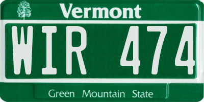 VT license plate WIR474