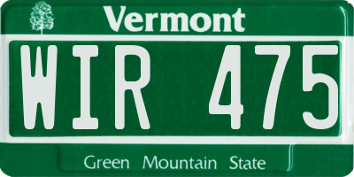 VT license plate WIR475