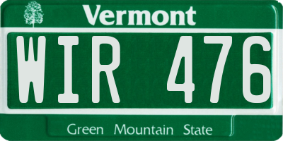 VT license plate WIR476