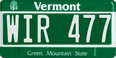 VT license plate WIR477