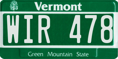 VT license plate WIR478