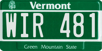 VT license plate WIR481