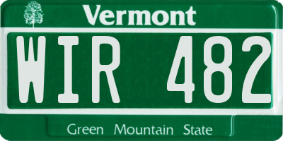 VT license plate WIR482