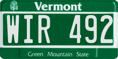 VT license plate WIR492