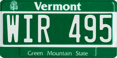 VT license plate WIR495