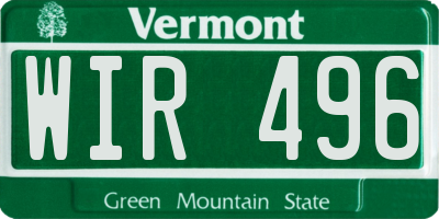 VT license plate WIR496